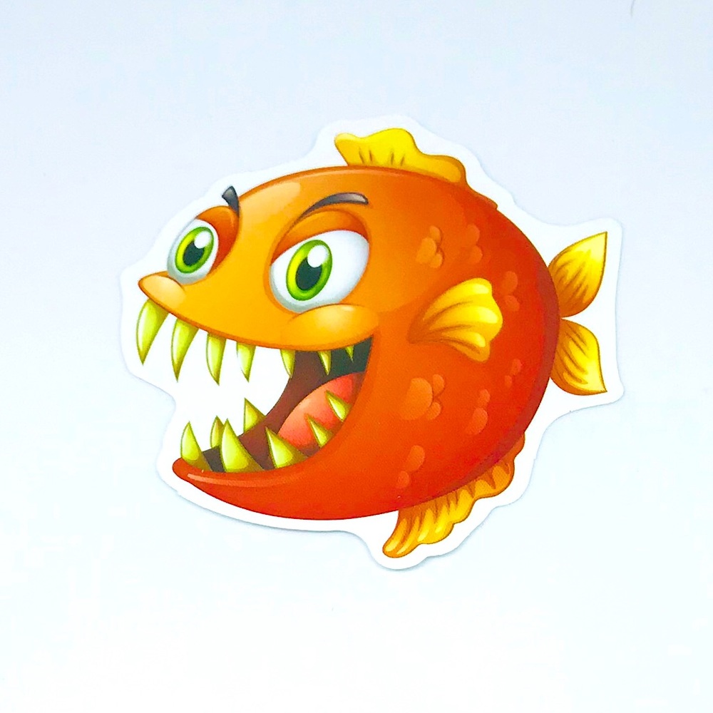 Piranha Tropical Ocean Water Fish Cartoon Style Single Decor St…